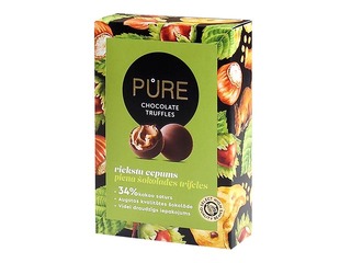 Piena šokolādes trifeles Pure Chocolate ar riekstu cepumu krēma pildījumu, 148 g