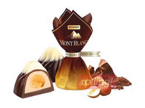 Šokolādes konfektes Mont Blanc ar veselu lazdu riekstu, Roshen, 1kg