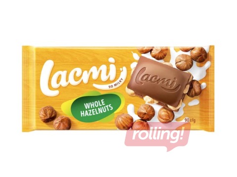 Šokolāde piena Lacmi ar veseliem lazdu riekstiem, Roshen, 90g