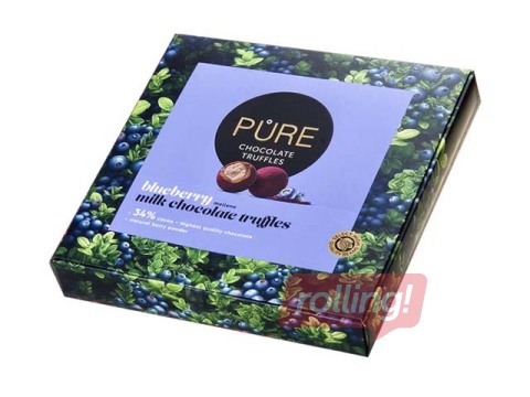 Piena šokolādes trifeles Pure Chocolate ar melleņu pildījumu 16, 120g