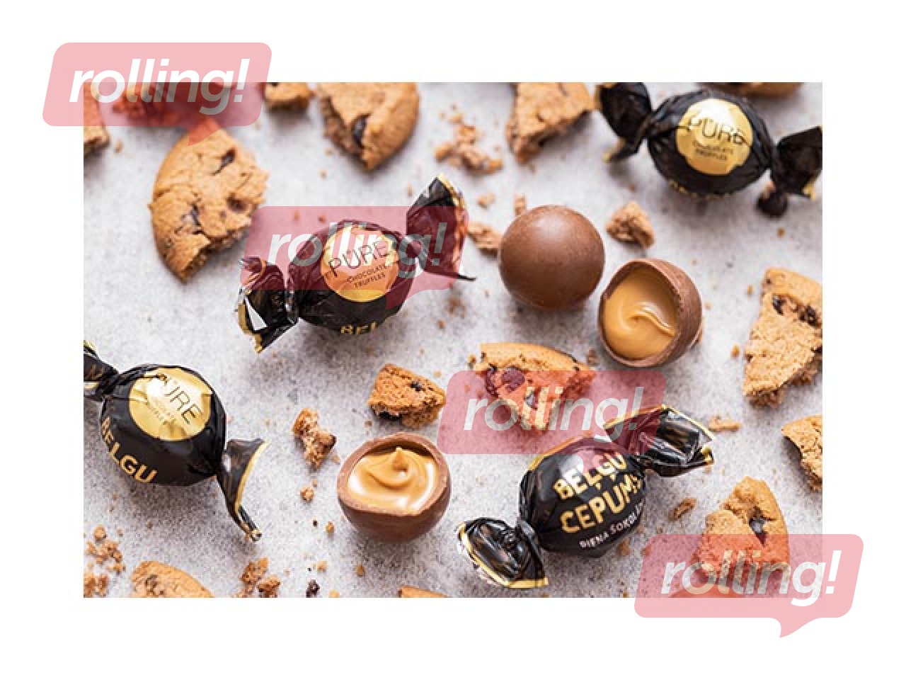 Piena šokolādes trifeles Pure Chocolate ar beļģu cepumu krēma pildījumu, 1 kg