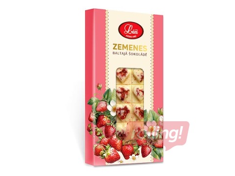 Šokolāde baltā ar zemenēm, Lāči, 100g