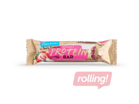 Batoniņš proteīna, zemeņu, baltajā šokolādē, Skrīveru, 45g