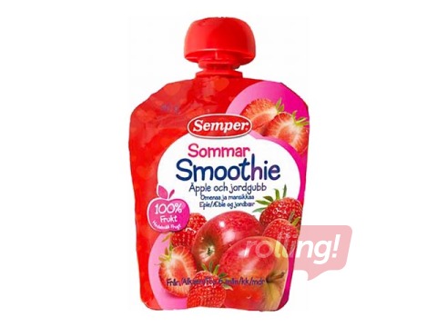 Smūtijs ar āboliem un zemenēm, no 6 mēnešiem, Semper 90g (Minimālais pasūtījums 6 gab.)