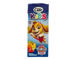 Sulas dzēriens Cido, Ķepu patruļa, persiku-zemeņu, 200ml