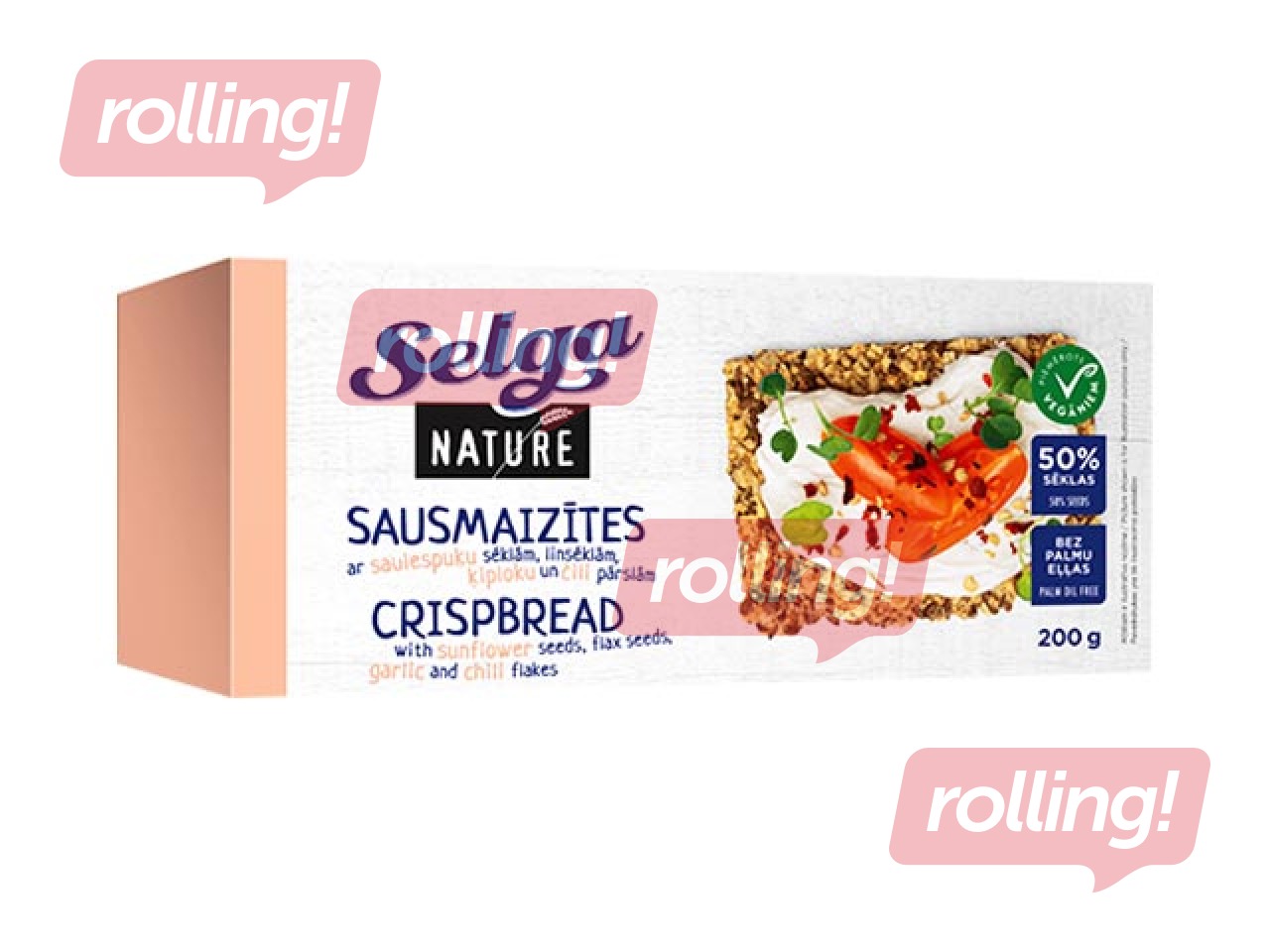 Sausmaizītes Nature ar sēklām, ķiploku un čili pārslām Selga, 200 g