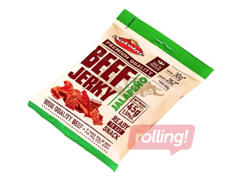 Žāvēta, karsti kūpināta liellopu gaļas uzkoda ar Jalapeno, Beef Jerky, 45g