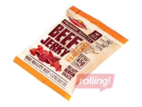 Žāvēta, karsti kūpināta liellopu gaļas uzkoda, Teriyaki, Beef Jerky, 45g