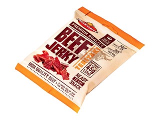 Žāvēta, karsti kūpināta liellopu gaļas uzkoda, Teriyaki, Beef Jerky, 45g