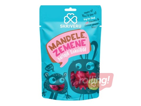 Mandeles, zemenes baltajā šokolādē, Skrīveri, 120 g