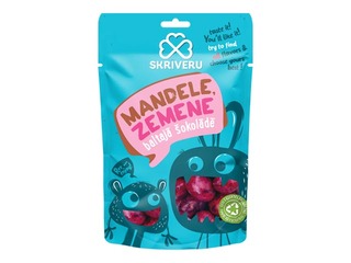 Mandeles, zemenes baltajā šokolādē, Skrīveri, 120 g