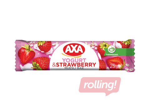 Musli batoniņš, AXA, ar jogurtu un zemenēm, 25g