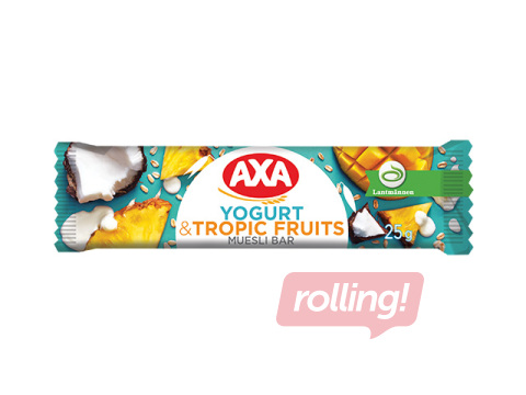 Musli batoniņš, AXA, ar jogurtu un tropiskajiem augļiem, 25g