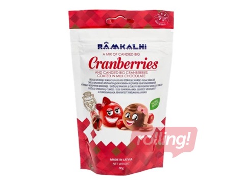 Sukādes Rāmkalni, lielogu dzērveņu, piena šokolādē, 80g