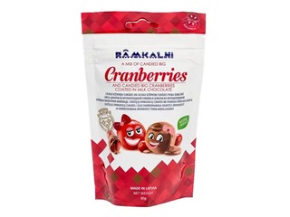 Sukādes Rāmkalni, lielogu dzērveņu, piena šokolādē, 80g