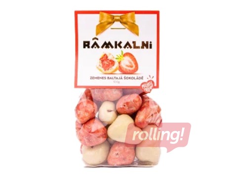 Liofilizētas zemenes, Rāmkalni, baltajā šokolādē, 100g