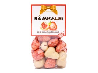 Liofilizētas zemenes, Rāmkalni, baltajā šokolādē, 100g