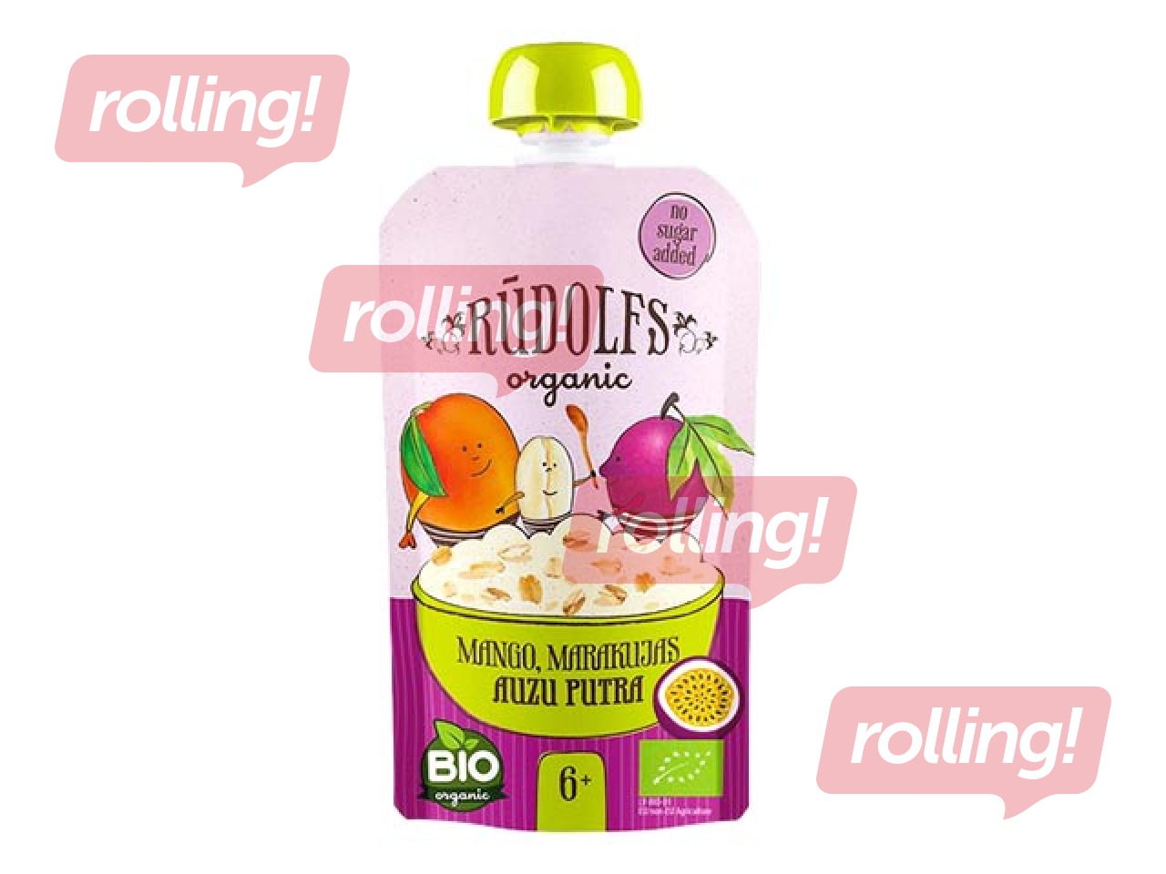 Auzu putra Rūdolfs mango un marakuja BIO, no 6 mēnešiem, 110g (Minimālais pasūtījums 6 gab.)