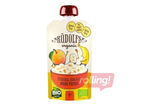 Auzu putra Rūdolfs persiks un banans BIO, no 4 mēnešiem, 110g (Minimālais pasūtījums 6 gab.)