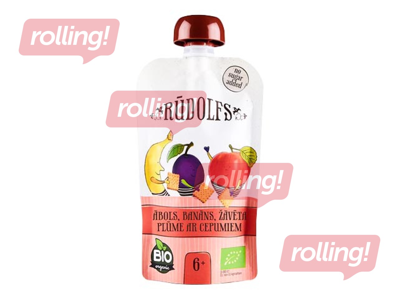 Biezenis Rūdolfs banānu, žāvētu plūmju ar cepumiem BIO, no 4 mēnešiem, 110g (Minimālais pasūtījums 