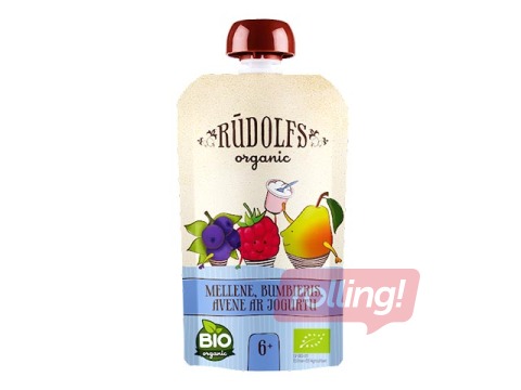 Biezenis Rūdolfs augļi ar jogurtu BIO, no 6 mēnešiem, 110g (Minimālais pasūtījums 6 gab.)