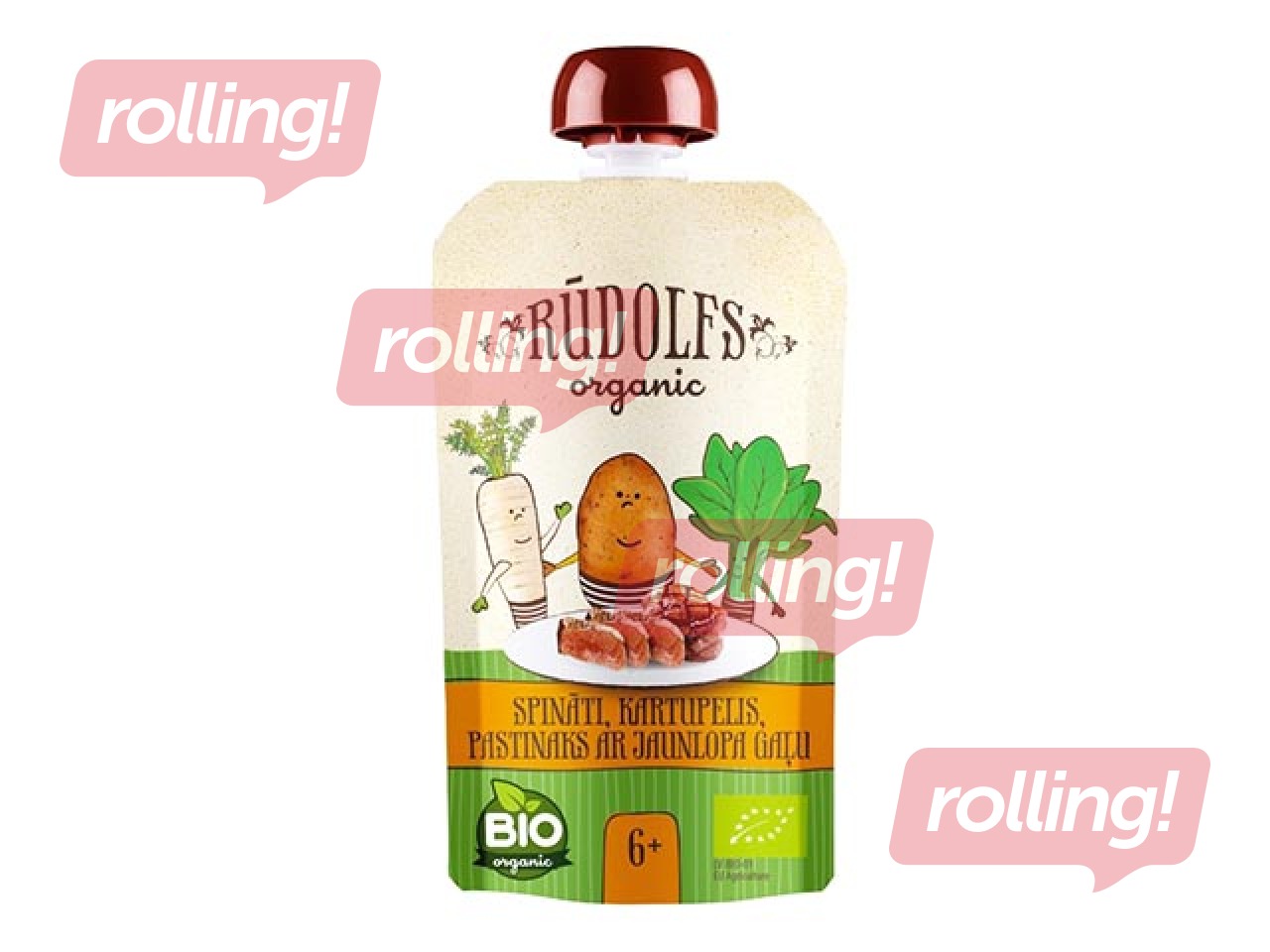 Biezenis Rūdolfs dārzeņi ar jaunlopa gaļu BIO, no 6 mēnešiem, 110g (Minimālais pasūtījums 6 gab.)