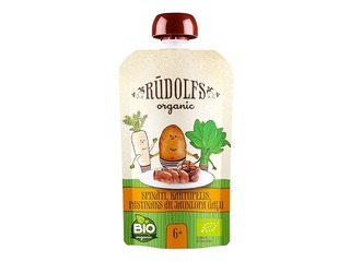 Biezenis Rūdolfs dārzeņi ar jaunlopa gaļu BIO, no 6 mēnešiem, 110g (Minimālais pasūtījums 6 gab.)