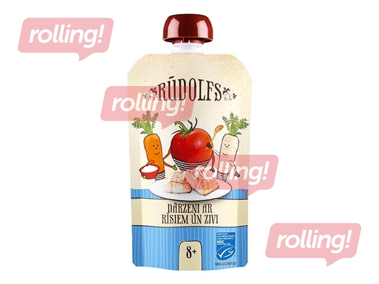 Dārzeņi ar rīsiem un zivi Rūdolfs BIO, no 8 mēnešiem, 110g (Minimālais pasūtījums 6 gab.)
