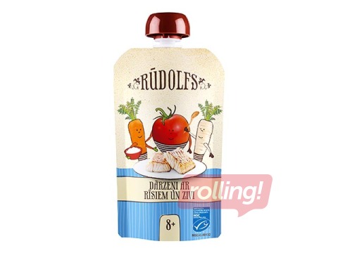 Dārzeņi ar rīsiem un zivi Rūdolfs BIO, no 8 mēnešiem, 110g (Minimālais pasūtījums 6 gab.)