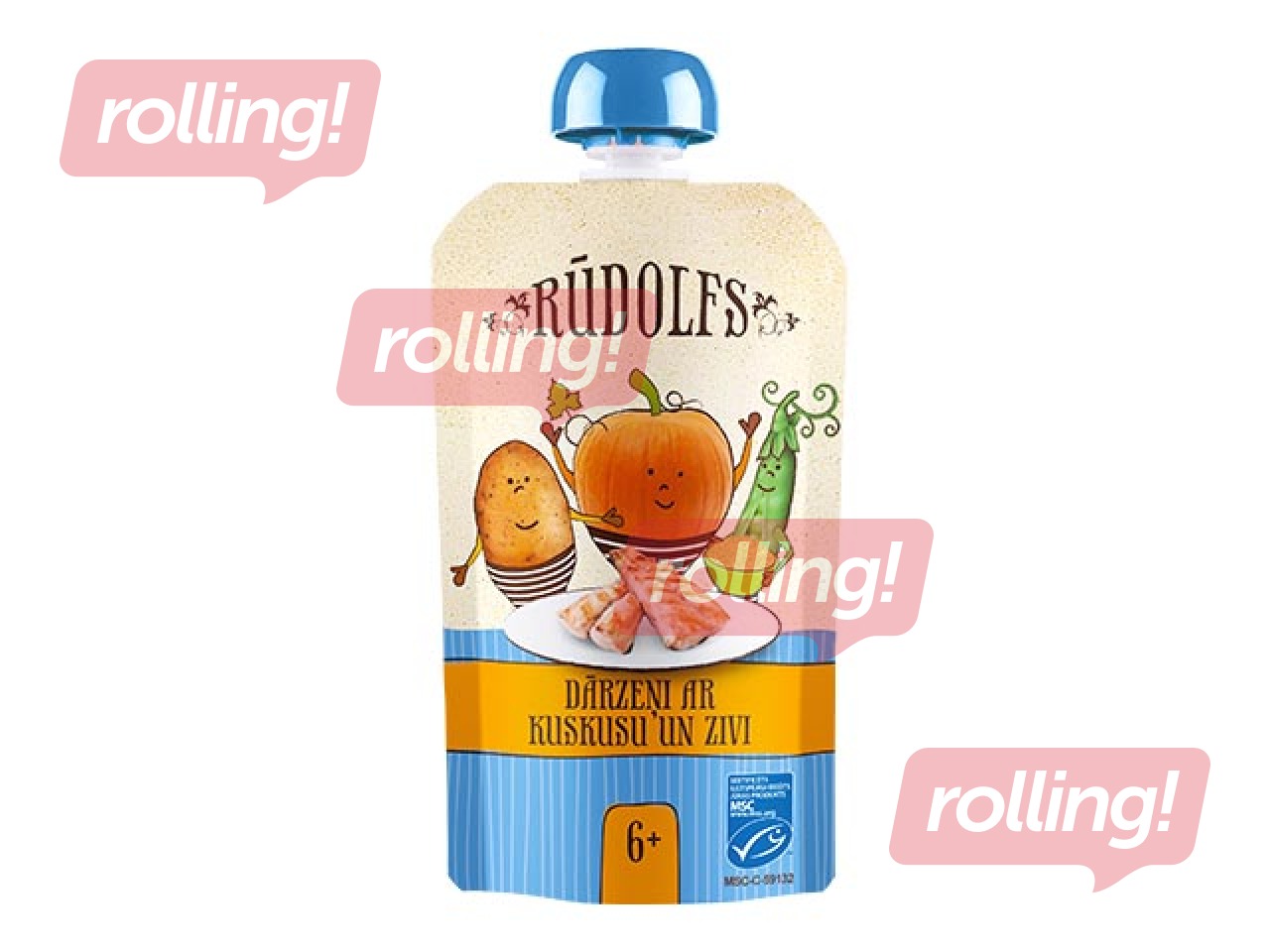 Dārzeņi ar kuskusu un zivi Rūdolfs BIO, no 6 mēnešiem, 110g (Minimālais pasūtījums 6 gab.)