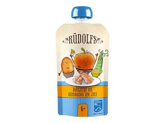 Dārzeņi ar kuskusu un zivi Rūdolfs BIO, no 6 mēnešiem, 110g (Minimālais pasūtījums 6 gab.)