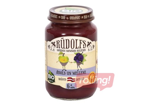 Biezenis ābolu, melleņu Rūdolfs BIO, no 4 mēnešiem, 190g (Minimālais pasūtījums 6 gab.)