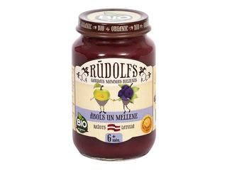 Biezenis ābolu, melleņu Rūdolfs BIO, no 4 mēnešiem, 190g (Minimālais pasūtījums 6 gab.)