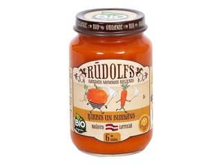 Biezenis ķirbju, burkānu Rūdolfs BIO, no 4 mēnešiem, 190g (Minimālais pasūtījums 6 gab.)