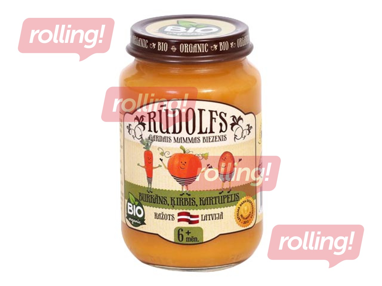 Biezenis burkānu, ķirbju, kartupeļu Rūdolfs BIO, no 4 mēnešiem, 190g (Minimālais pasūtījums 6 gab.)