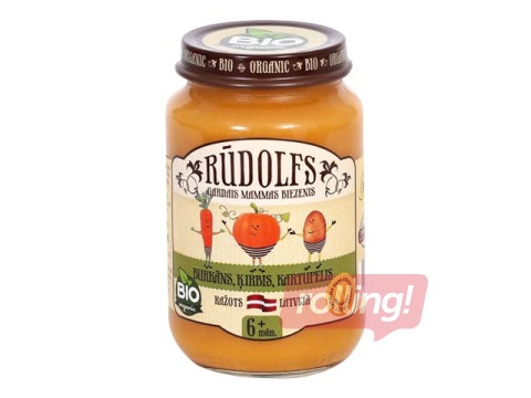 Biezenis burkānu, ķirbju, kartupeļu Rūdolfs BIO, no 4 mēnešiem, 190g (Minimālais pasūtījums 6 gab.)