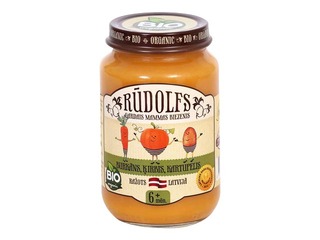 Biezenis burkānu, ķirbju, kartupeļu Rūdolfs BIO, no 4 mēnešiem, 190g (Minimālais pasūtījums 6 gab.)