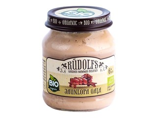 Biezenis ar jaunlopa gaļu Rūdolfs BIO, no 6 menešiem, 120g (Minimālais pasūtījums 6 gab.)