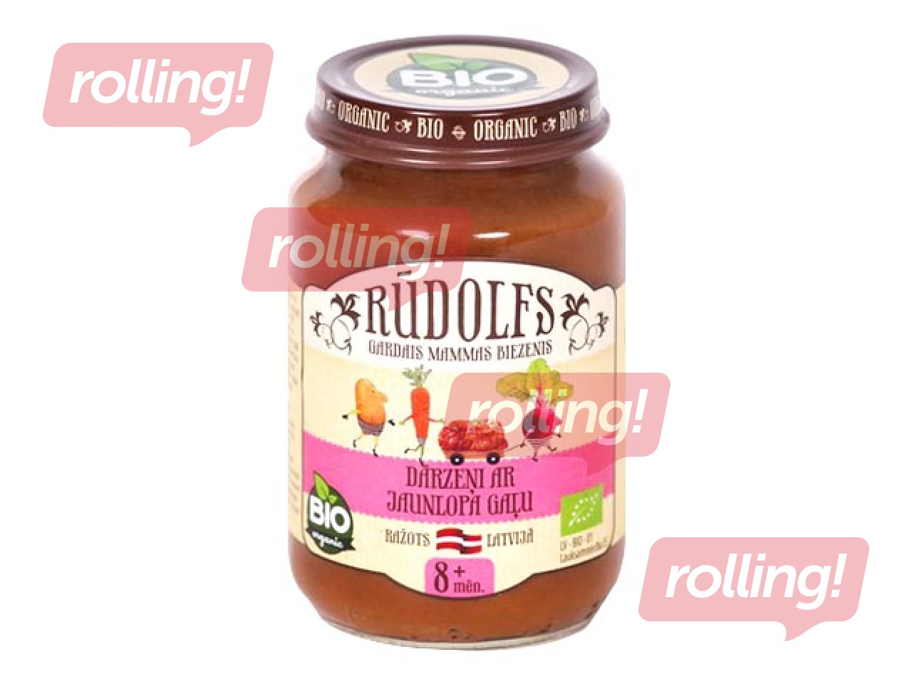 Biezenis ar dārzeņiem un jaunlopa gaļu Rūdolfs BIO, no 6 menešiem, 190g (Minimālais pasūtījums 