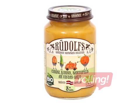 Biezenis ar  cukini, ķirbi, kartupeļiem un vistas gaļu Rūdolfs BIO, no 6 menešiem, 190g (Minimālai