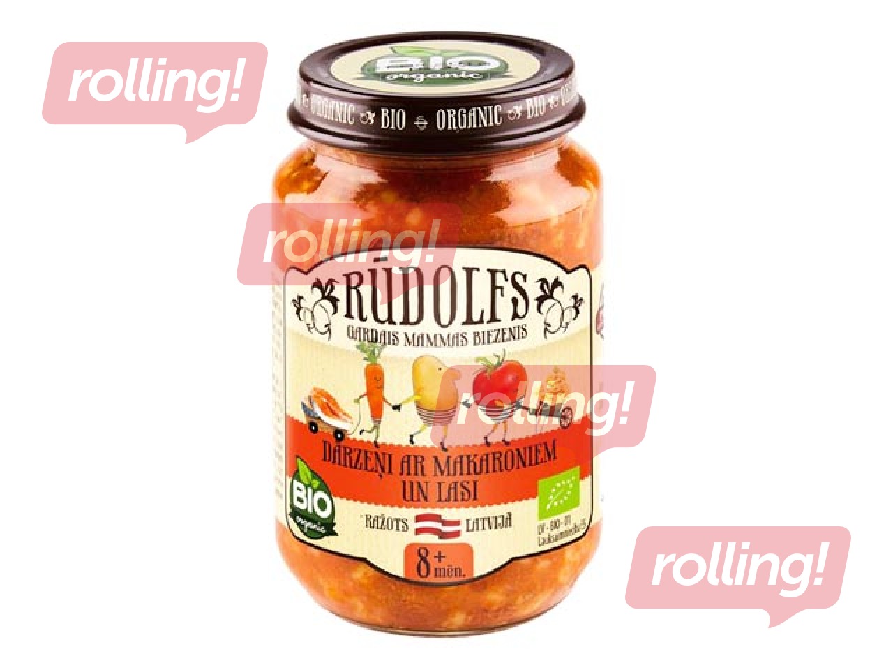 Biezenis ar dārzeņiem, makaroniem un lasi Rūdolfs BIO, no 8 menešiem, 190g (Minimālais pasūtījums 
