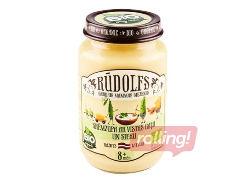 Krēmzupa ar vistas gaļu un sieru Rūdolfs BIO, no 8 menešiem, 190g (Minimālais pasūtījums 6 gab.)