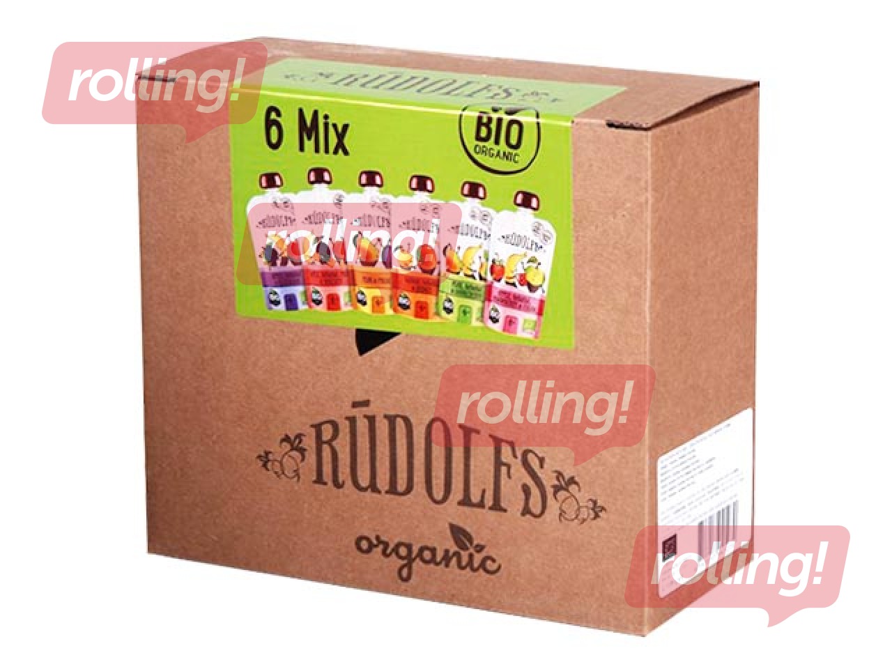 Augļu biezputru stāvpaku komplekts Rūdolfs BIO, 110g x 6 gab.
