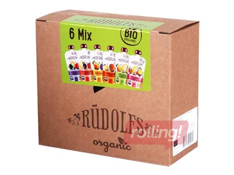 Augļu biezputru stāvpaku komplekts Rūdolfs BIO, 110g x 6 gab.