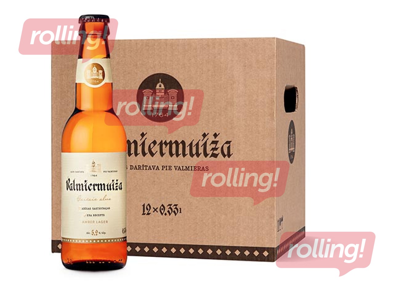 Alus Valmiermuižas Gaišais, 5.2%, 12 x 0,33 l (Taras depozīts iekļauts cenā)