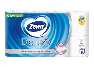 Tualetes papīrs Zewa Deluxe, tīri balts, 3 kārtas, 8 ruļļi 