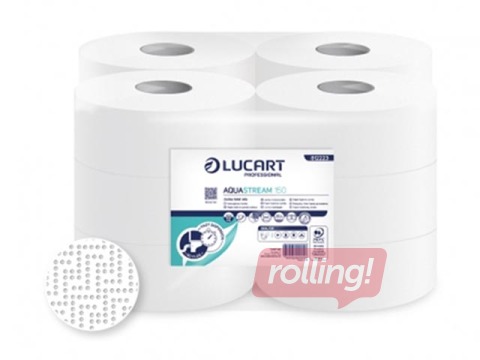 Ātri šķīstošs tualetes papīrs Lucart AquaStream 150, 12 ruļļi, 2 slāņi, balts