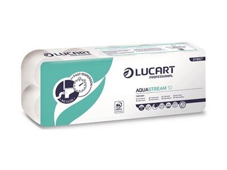 Ātri šķīstošs tualetes papīrs Lucart AquaStream 10, 10 ruļļi, 2 slāņi, balts