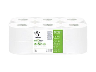 Tualetes papīrs Papernet Mini Jumbo Bio Tech, 12 ruļļi, 2 slāni, balts