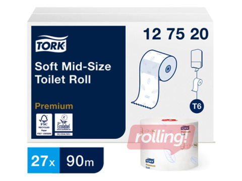 Tualetes papīrs Tork Soft T6, 27 ruļļi, 2 slāņi, balts
